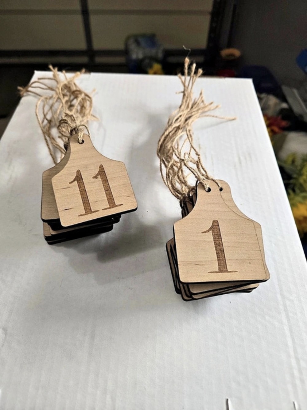 Small Wooden Table Number Cow Tags Set